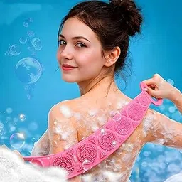 Silicone Body Back Scrubber Double Sided (Pack of 2) || Exfoliating Bath Belt for Deep Cleaning & Massage || Dead Skin Removal Shower Brush || Soft Flexible Body Scrubber for Men & Women-picture-39
