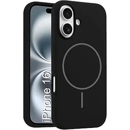 Silicone Magnetic Case for iPhone 16 | Soft Microfiber Lining | Mag-Safe Support | Shockproof Protective Cover | Precise Cutouts | Slim Fit Design - Black-picture-28