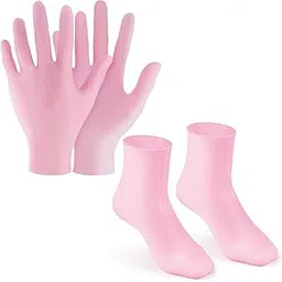 Silicone Moisturizing Glove Socks Set, Anti Slip Soft Spa Gel Socks Softening Feet Dry Cracked Skin, Women Spa Pedicure Socks for Foot Hand Softening, Foot Care After Pedicure (multi)-picture-44