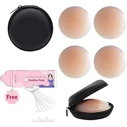 Silicone Nipple Covers for Women | Invisible, Reusable, Self-Adhesive Pasties with Travel Case | Skin Color | Washable & Natural Fit | Bonus: 36-Strip Double-Sided Body Tape-picture-17