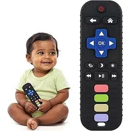 Silicone Remote Teether for Baby, Remote Teether for 3+ Months and 6 to 12 Months Baby Teething Toys for Babies and Toddlers, Helps Biting Skills Development, Colour & Shape Recognition(Black)-picture-31