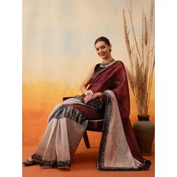 Silk Land Abstract Printed Half & Half Ready to Wear Tussar Saree-picture-13