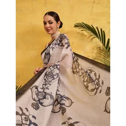 Silk Land Abstract Printed Ready to Wear Chanderi Saree-picture-27