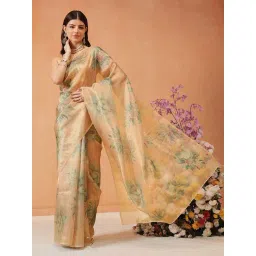 Silk Land Beige Floral Printed Saree-picture-34