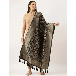 Silk Land Black Woven Pattern Dupatta-picture-35