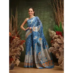 Silk Land Blue Printed Saree-picture-34