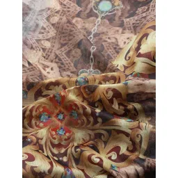 Silk Land Brown Printed Saree With Unstitched Blouse image 5