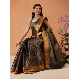 Silk Land Ethnic Motifs Woven Design Zari Kanjeevaram Saree-picture-37