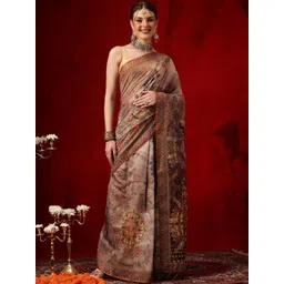 Silk Land Ethnic Motifs Zari Chanderi Saree-picture-38