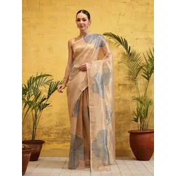 Silk Land Floral Printed Tissue Chanderi Ready to Wear Saree-picture-39