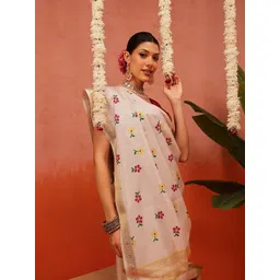 Silk Land Floral Printed Zari Banarasi Saree-picture-33