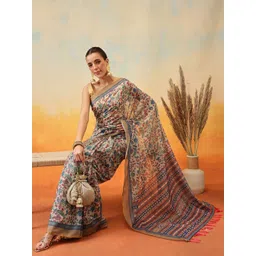 Silk Land Floral Ready to Wear Chanderi Saree-picture-16