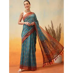 Silk Land Floral Ready to Wear Chanderi Saree-picture-12
