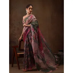 Silk Land Floral Saree With Blouse Piece-image-30