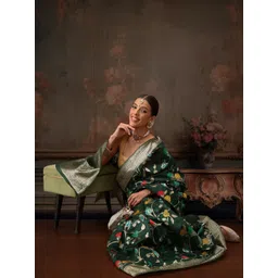 Silk Land Floral Woven Design Zari Pure Cotton Saree-picture-34