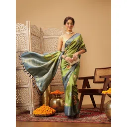 Silk Land Floral Zari Art Silk Banarasi Saree-image-32