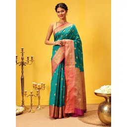 Silk Land Kanjivaram Silk Zari Woven Big Border Saree-picture-16