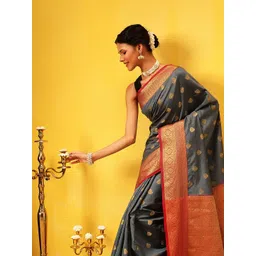 Silk Land Kanjivaram Silk Zari Woven Big Border Saree-picture-39