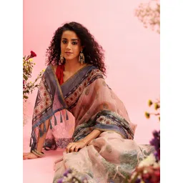 Silk Land Madhubani Kalamkari Printed Ready To Wear Chanderi Saree-picture-34