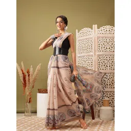 Silk Land Madhubani Printed Ready To Wear Chanderi Saree-picture-26