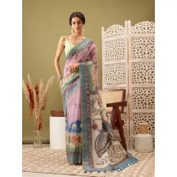 Silk Land Pink Printed Ready To Wear Saree with Unstitched Blouse-picture-21