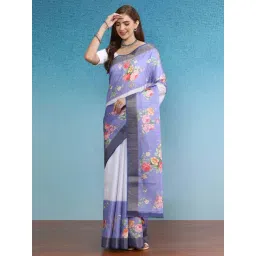 Silk Land Purple Silk Printed Saree With Unstitched Blouse-picture-12