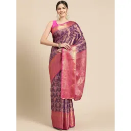 Silk Land Purple Woven Saree With Unstitched Blouse-picture-37
