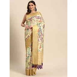 Silk Land Typography Printed Chanderi Saree-picture-28