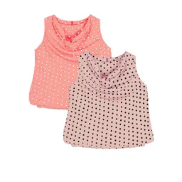 SILK SPARROW Girls Pack of 2 Polka Dot Print Cowl Neck Crepe Top-picture-40