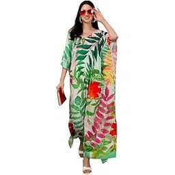 silksutra Women's Ethnic Wear Elegant Multicolor Silk Maxi Dress – Silk Sutra Women's V-Neck, 3/4 Sleeves Nightgown (STC-SILK-KAFTAN-103-picture-39