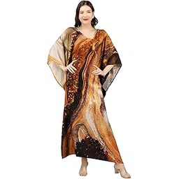silksutra Women's Ethnic Wear Elegant Multicolor Silk Maxi Dress – Silk Sutra Women's V-Neck, 3/4 Sleeves Nightgown (STC-SILK-KAFTAN-162)-picture-43