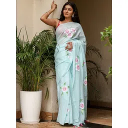 SILKWEAR Floral Linen Blend Designer Saree-picture-37
