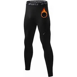 sillictor Men's Sports Tights, Fleece Lined, Thermal Tights, For Winter, Power Stretch, Underwear, Compression, Inner, Long Spats, Thermal Insulation + UV Protection-picture-53