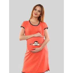 SillyBoom Graphic Printed Cotton Maternity T-Shirt Dress-picture-34