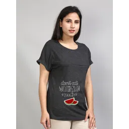 SillyBoom Typographic Printed Extended Sleeves Cotton Lycra Maternity T-shirt-picture-18