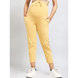 SillyBoom Women Beige Solid Ankle-Length Maternity Leggings-picture-24