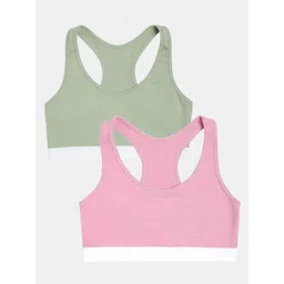 Sillysally Girls Pack of 2 Full Coverage Double Layer Cotton Sports Bra-picture-14