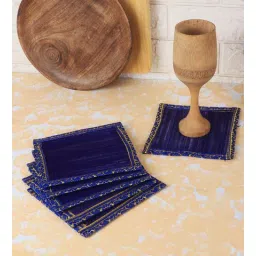 silpakarman Dark Blue Bamboo (6 x 6 Inches) Square (Set of 6) Coasters-picture-19