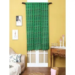 Silpakarman Green & Red Floral Bamboo Sticks and Cotton Threads Window Curtain-picture-41