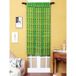 Silpakarman Lime Green & Red Floral Bamboo Sticks and Cotton Threads Window Curtain-picture-32
