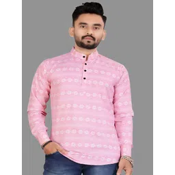 Silver Buck Men Floral Printed Cotton Kurta-picture-14