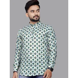 Silver Buck Men Geometric Printed Indie Florals Kurta-picture-22