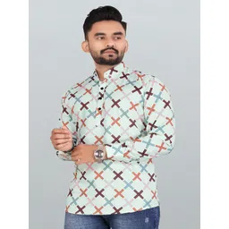 Silver Buck Men Geometric Printed Indie Florals Kurta-picture-39