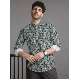 Silver Buck Men Geometric Printed Indie Florals Kurta-picture-16