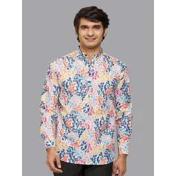 Silver Buck Men Geometric Printed Indie Florals Kurta-picture-9