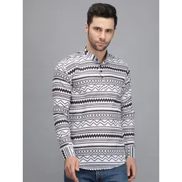 Silver Buck Men Geometric Printed Mandarin Collar Straight Kurta-picture-13