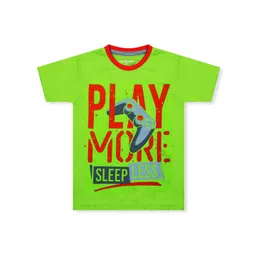 Silver Fang Boys Green & Red Typography Printed Cotton T-shirt-picture-35