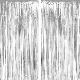 Silver Foil Fringe Curtains 3x6 Ft Each, Metallic Silver Backdrop for Birthday, Bachelorette, Anniversary, Baby Shower, Photo Booth-picture-19