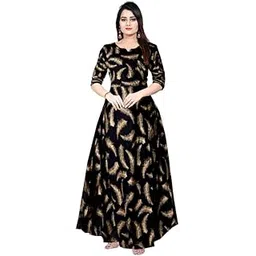 silver organisation Women Casual Printed Rayon Gown Dress_GW-picture-44
