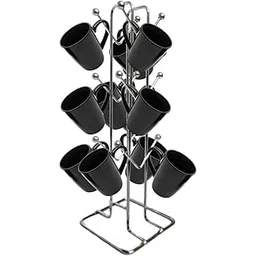 Silver Stainless Steel Cup Rack - Ideal for Kitchen, Coffee, and Tea Mug Display, Elegant Dining Table Cup Holder for 12 Cups (Pack of1) (NHSP)-picture-21